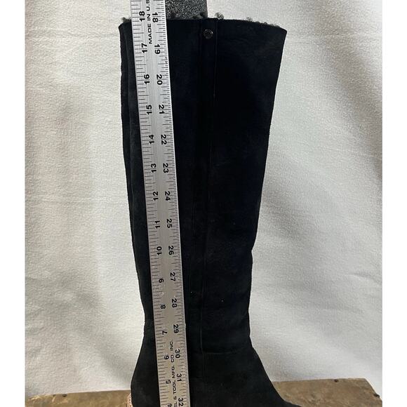 Coach Keely Knee Boots Suede Leather Shearling Lined Wedge Heel Womens 6.5 Black - Picture 16 of 16